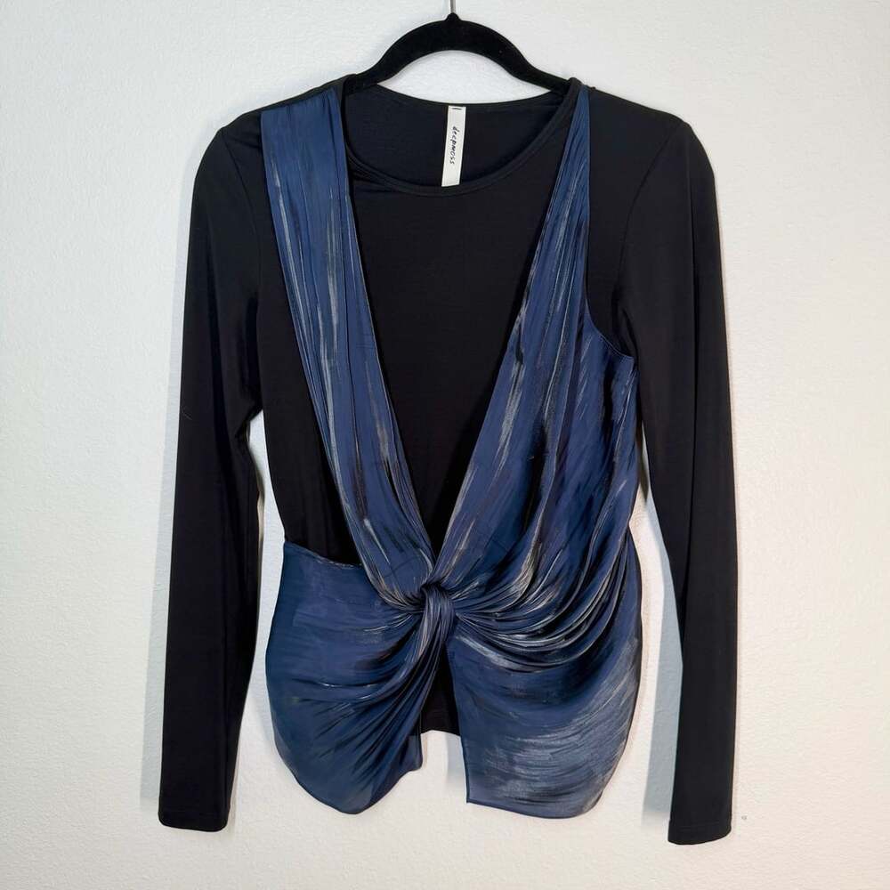 DEEPMOSS 21SS ‘The Shape of Water’ Draped Twist Modal Long Sleeve Top - Size 2